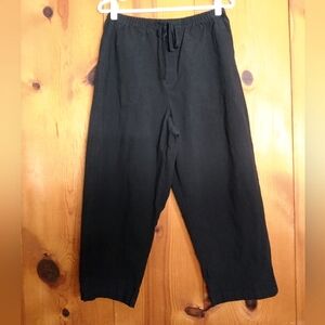 White Stag Black Woven Cotton Cropped Drawstring Pants L